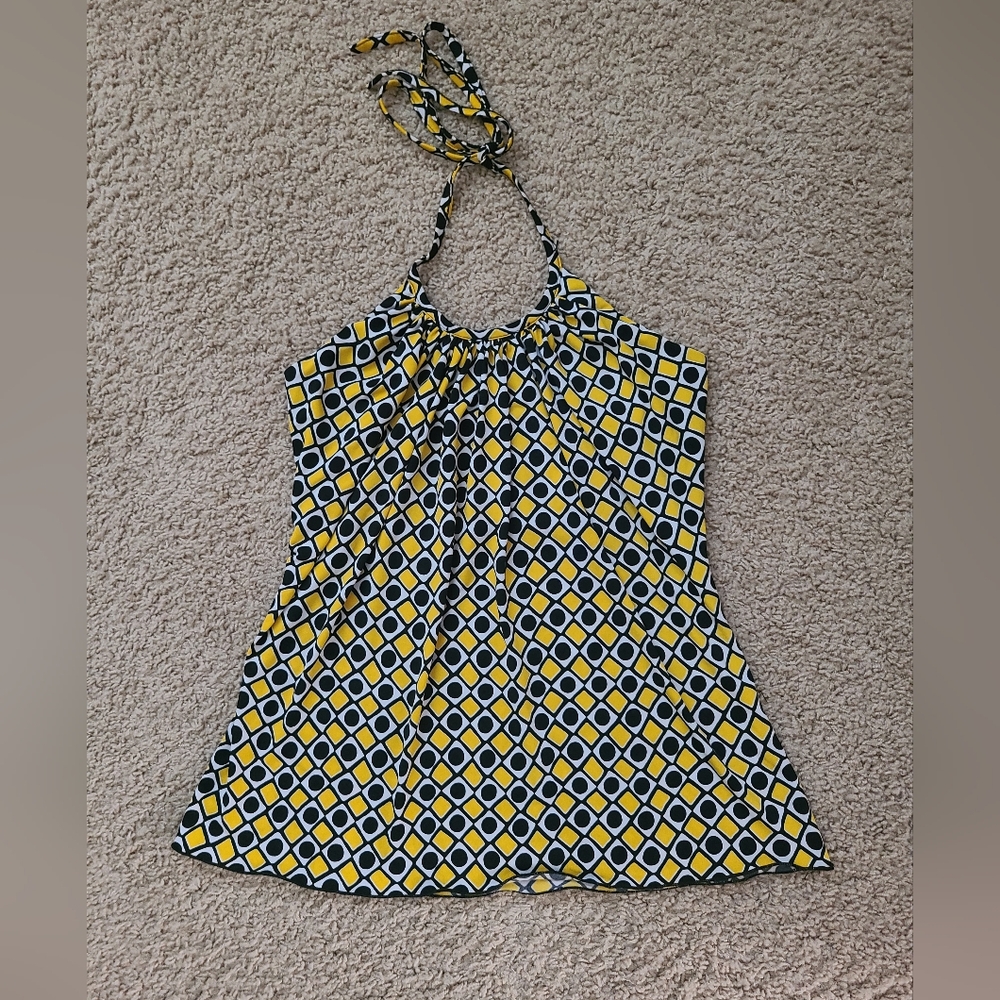 BCX Yellow and Black Geometric Camisole